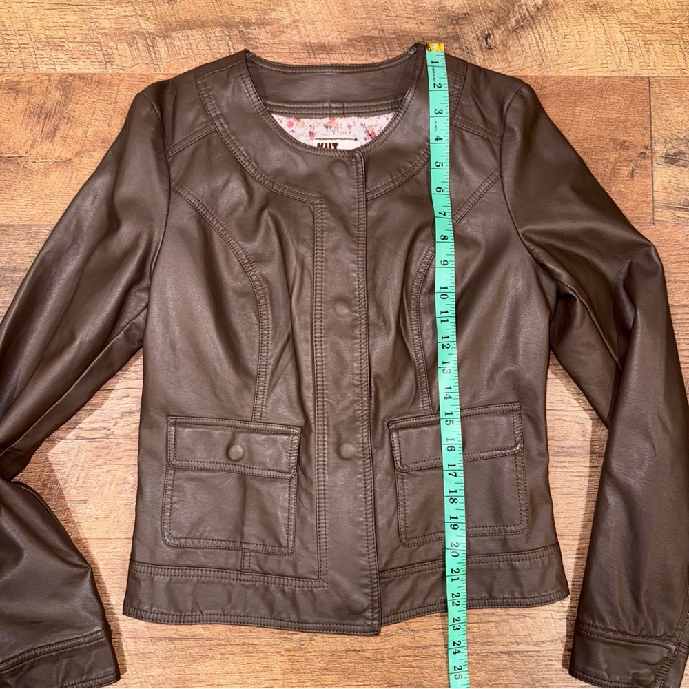 Kut From the Kloth Michael Faux Leather Snap-Up Jacket in Creamy Brown - Picture 7 of 15